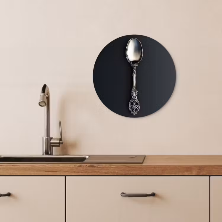 KitchenYeah - Küche - Forex Wandkreis - Löffel - Silber - Metall — 2