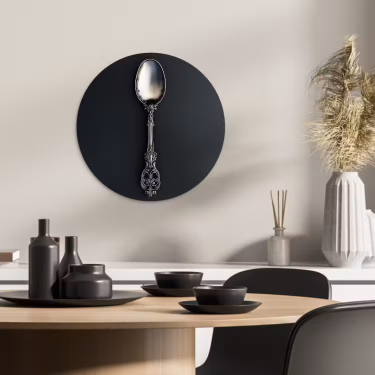 KitchenYeah - Küche - Forex Wandkreis - Löffel - Silber - Metall — 4
