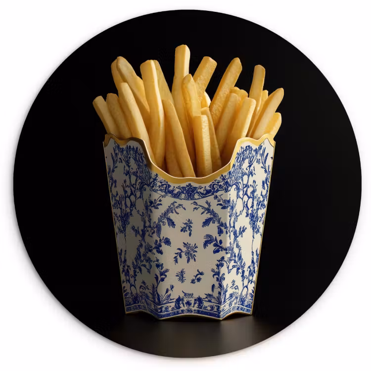 Runde Bilder - Pommes frites - Porzellan - Delfter Blau - Lebensmittel — 4