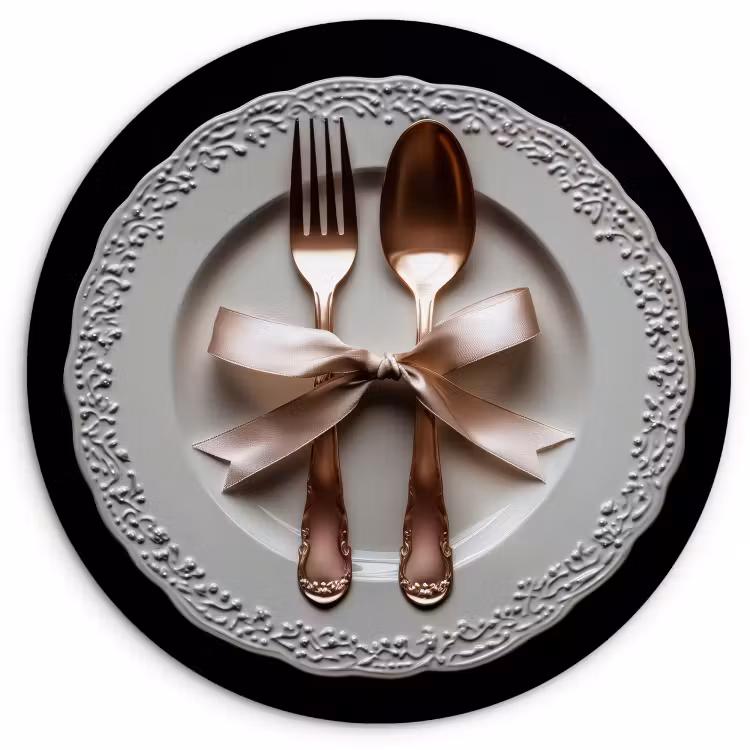 KitchenYeah - Küche - Forex Wandkreis - Rose - Schleife - Besteck — 1