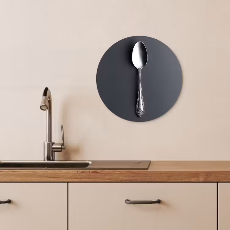 KitchenYeah - Küche - Forex Wandkreis - Silber - Metall - Löffel — 4