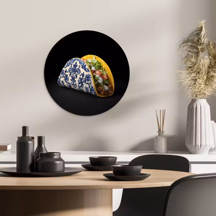 Runde Bilder - Taco - Fleisch - Salat - Delfter Blau - Motiv — 4