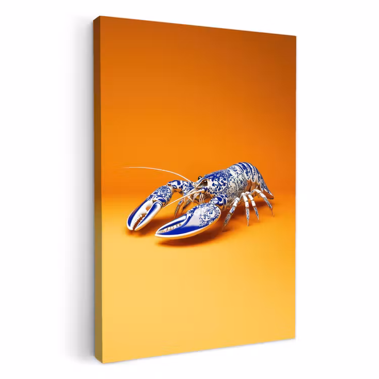 Leinwandbilder - Hummer - Delfter Blau - Schild - Hart - Orange — 2