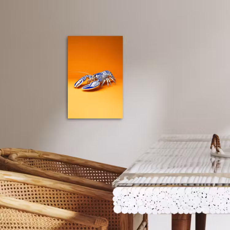 Leinwandbilder - Hummer - Delfter Blau - Schild - Hart - Orange — 4