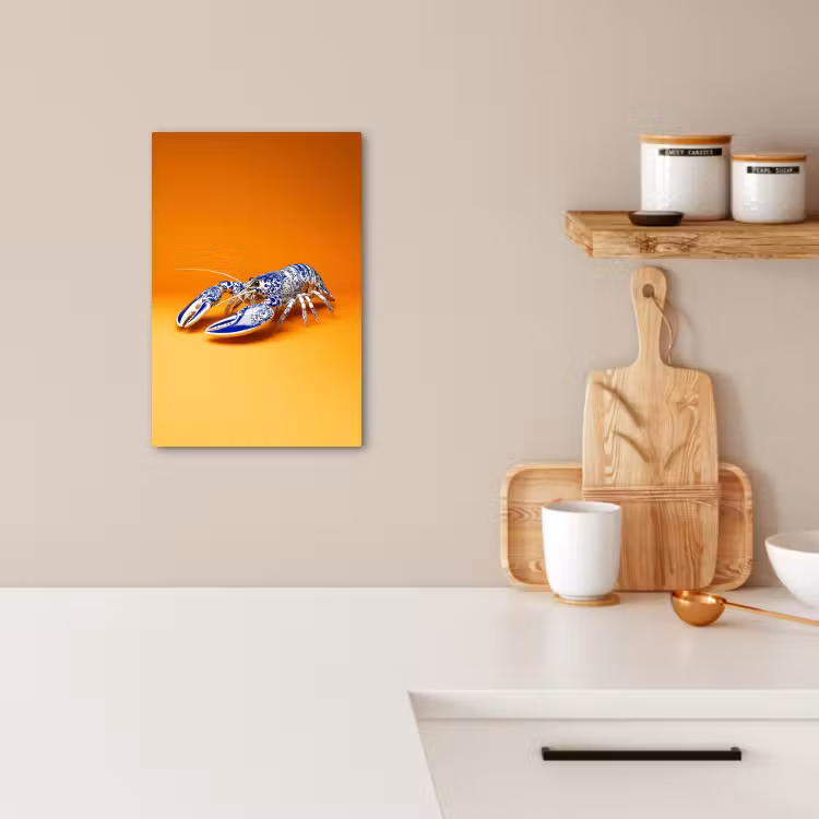 Leinwandbilder - Hummer - Delfter Blau - Schild - Hart - Orange — 5