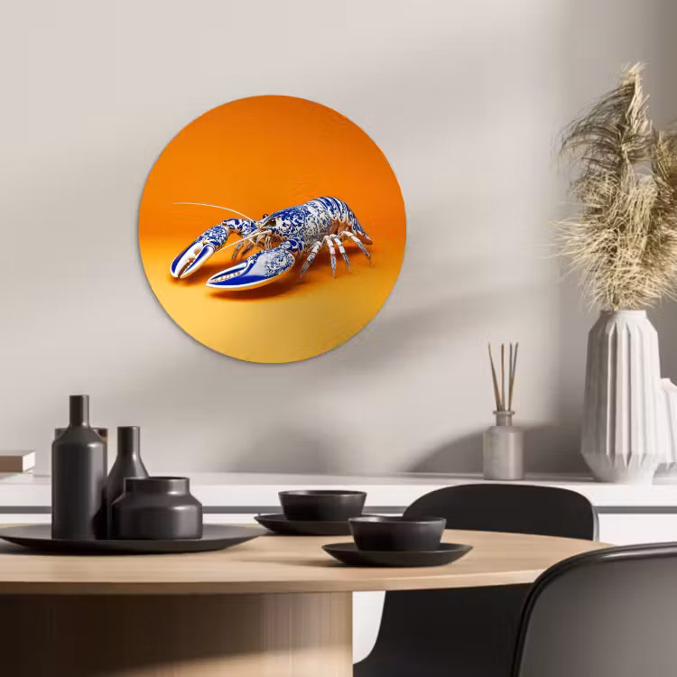 Runde Bilder - Hummer - Delfter Blau - Schild - Hart - Orange — 1