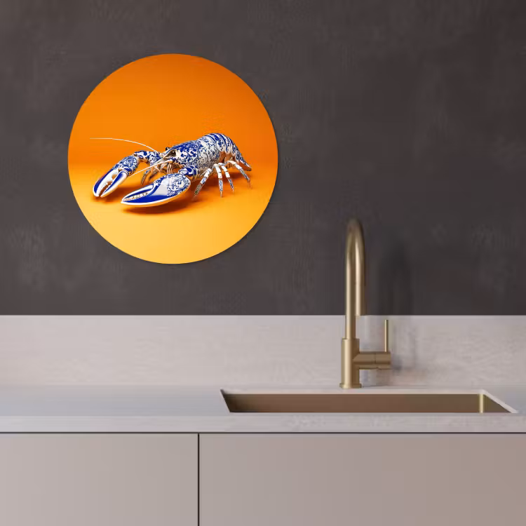 Runde Bilder - Hummer - Delfter Blau - Schild - Hart - Orange — 2