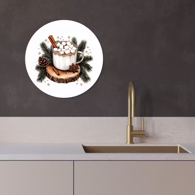 Runde Bilder - Winter - Holz - Schokoladenmilch - Getränk - Weihnachten — 2