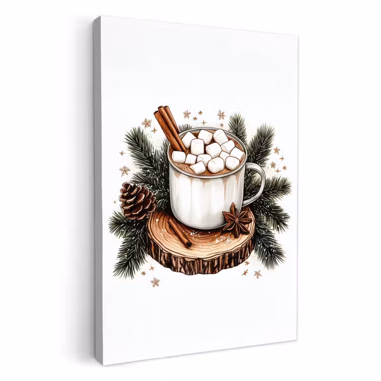 Leinwandbilder - Winter - Holz - Schokoladenmilch - Getränk - Weihnachten — 2