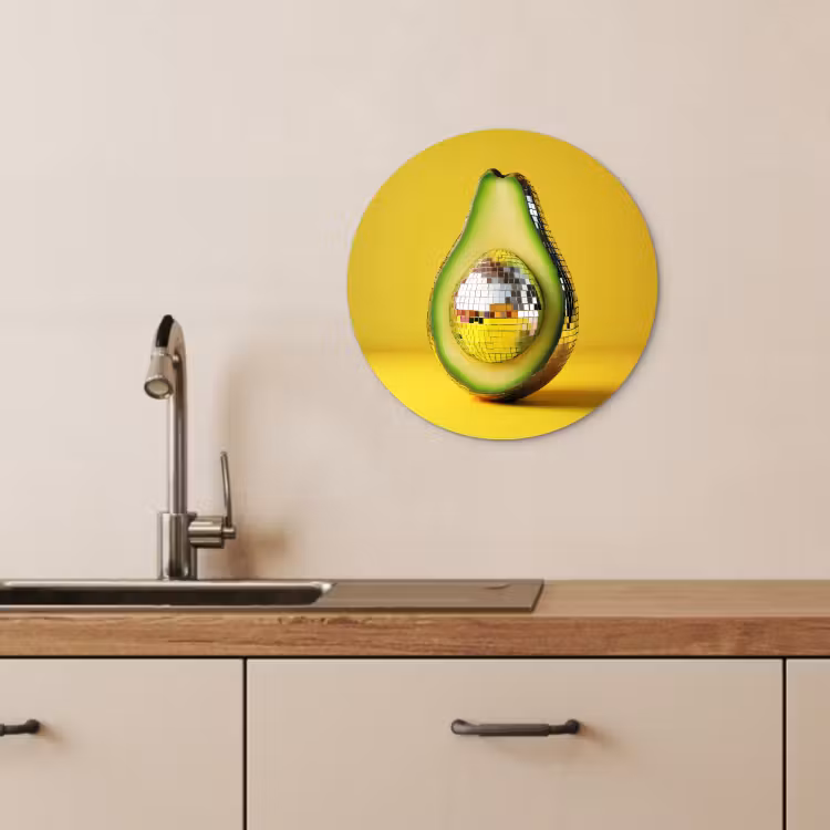 Runde Bilder - Avocado - Discokugel - Gelb - Glitzer — 2