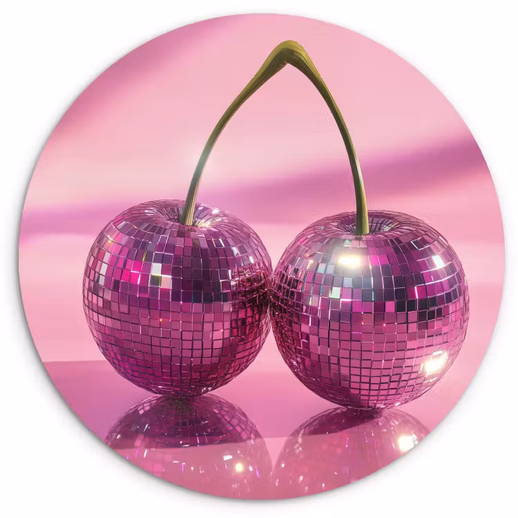 Runde Bilder - Glitzer - Discokugel - Rosa - Kirsche — 1