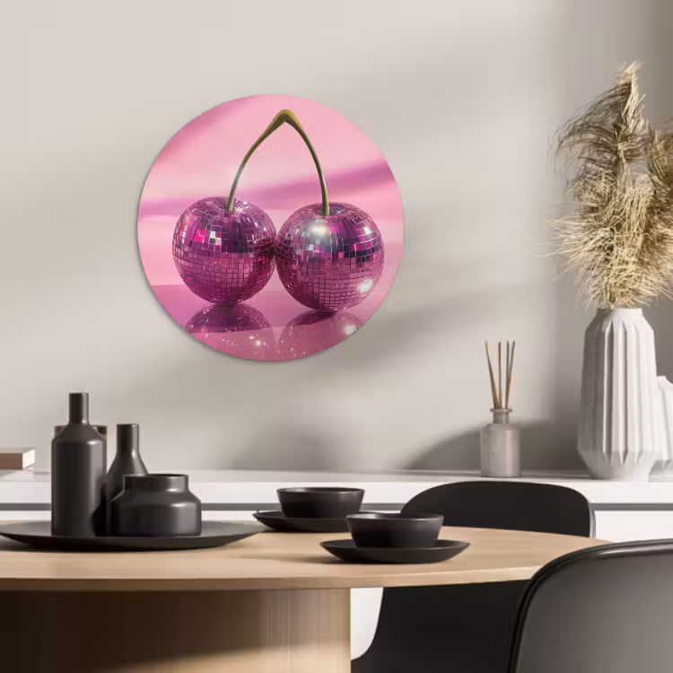 Runde Bilder - Glitzer - Discokugel - Rosa - Kirsche — 2