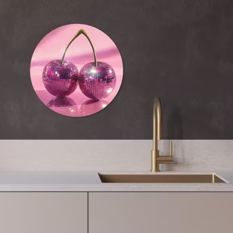 Runde Bilder - Glitzer - Discokugel - Rosa - Kirsche — 3