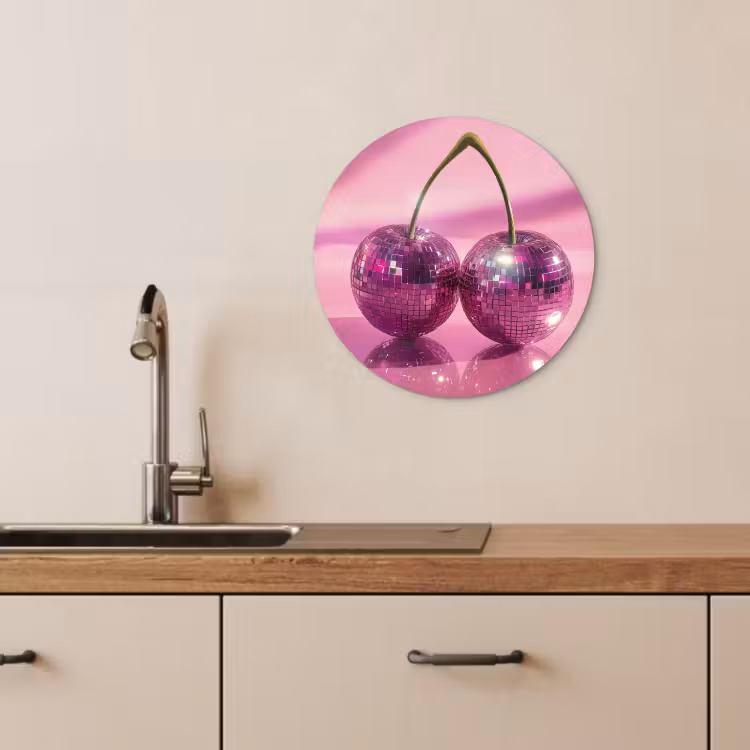Runde Bilder - Glitzer - Discokugel - Rosa - Kirsche — 4