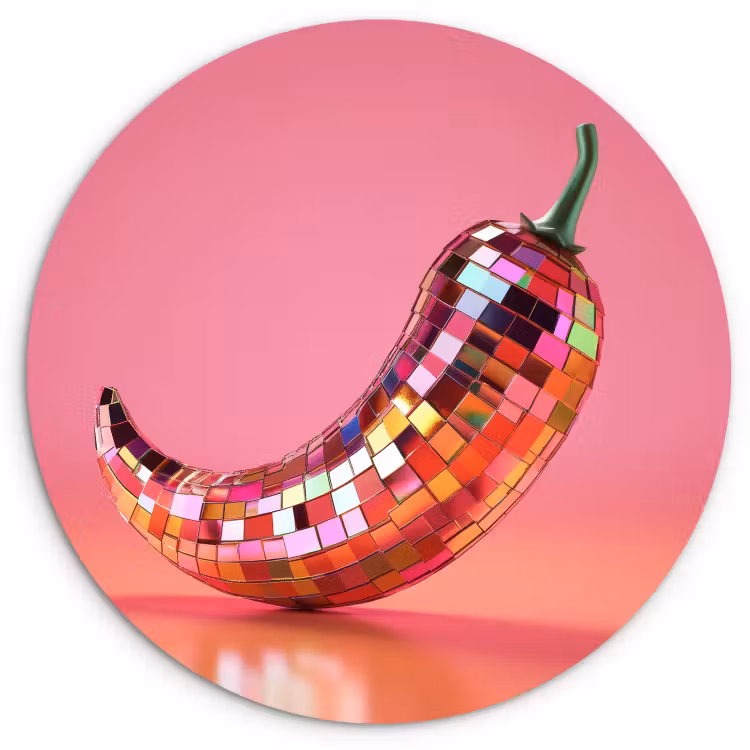Runde Bilder - Paprika - Disco - Rot - Glitzer — 1