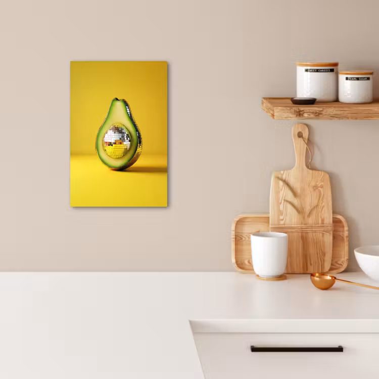 Leinwandbilder - Avocado - Discokugel - Gelb - Glitzer — 1