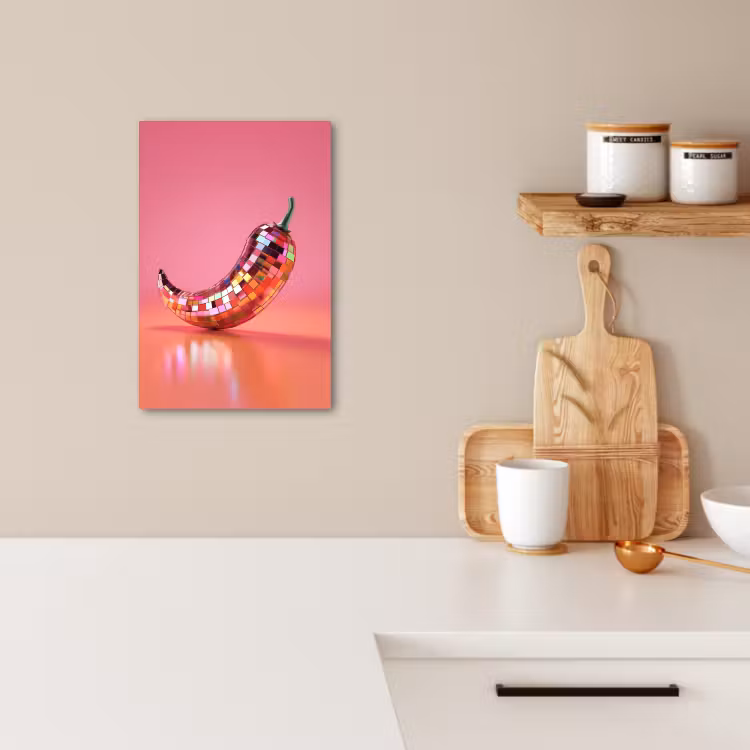 Leinwandbilder - Paprika - Disco - Rot - Glitzer — 3
