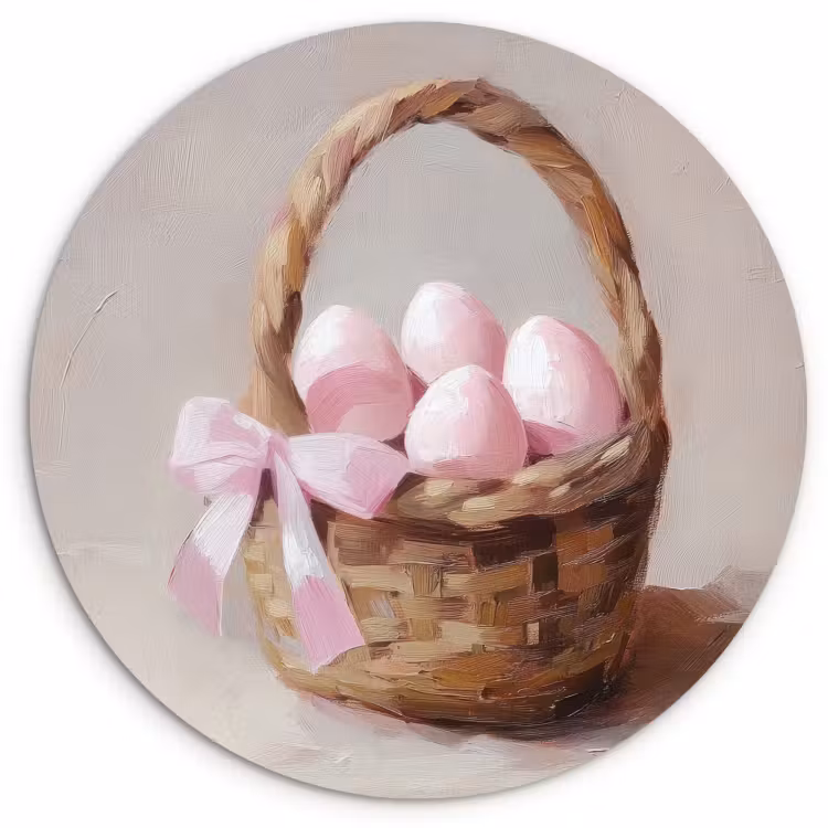 Runde Bilder - Korb - Eier - Rosa — 3