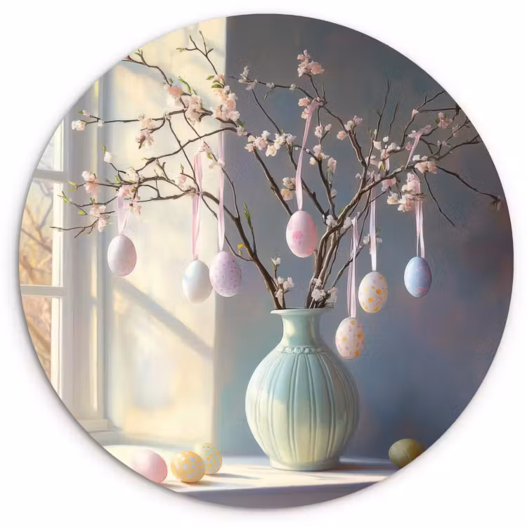 Runde Bilder - Stillleben - Vase - Osterzweig — 1