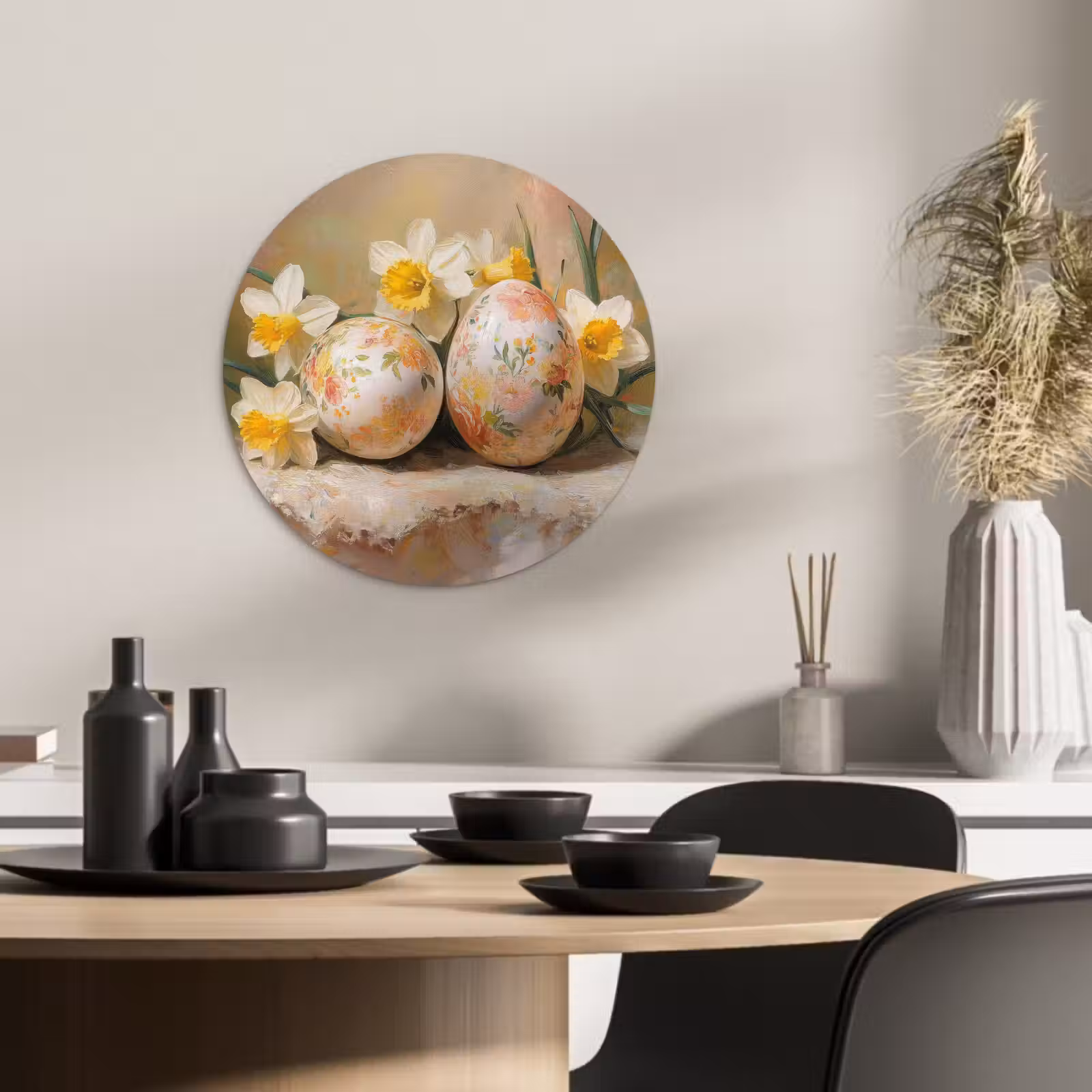 Runde Bilder - Blumen - Eier - Bemalt — 1