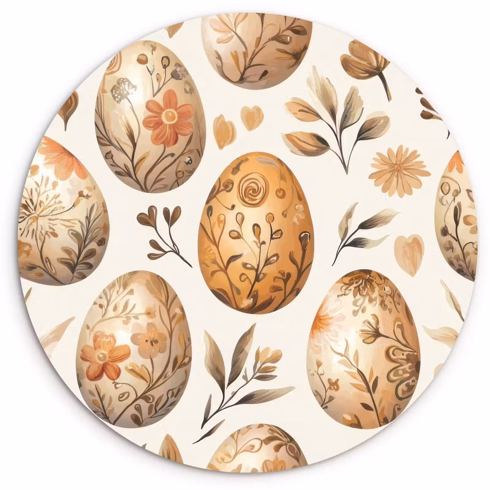 Runde Bilder - Ostereier - Braun - Blumen — 1
