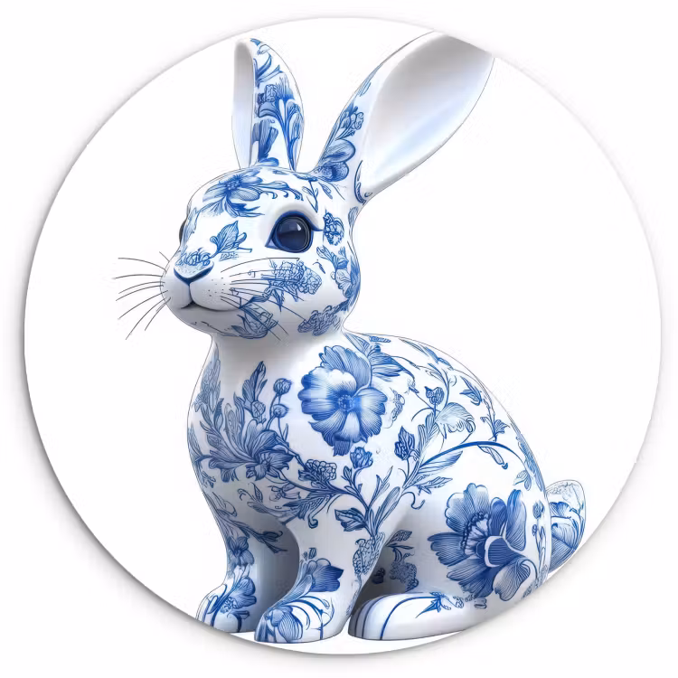 Runde Bilder - Delfter Blau - Kleines Kaninchen - Weiß — 4