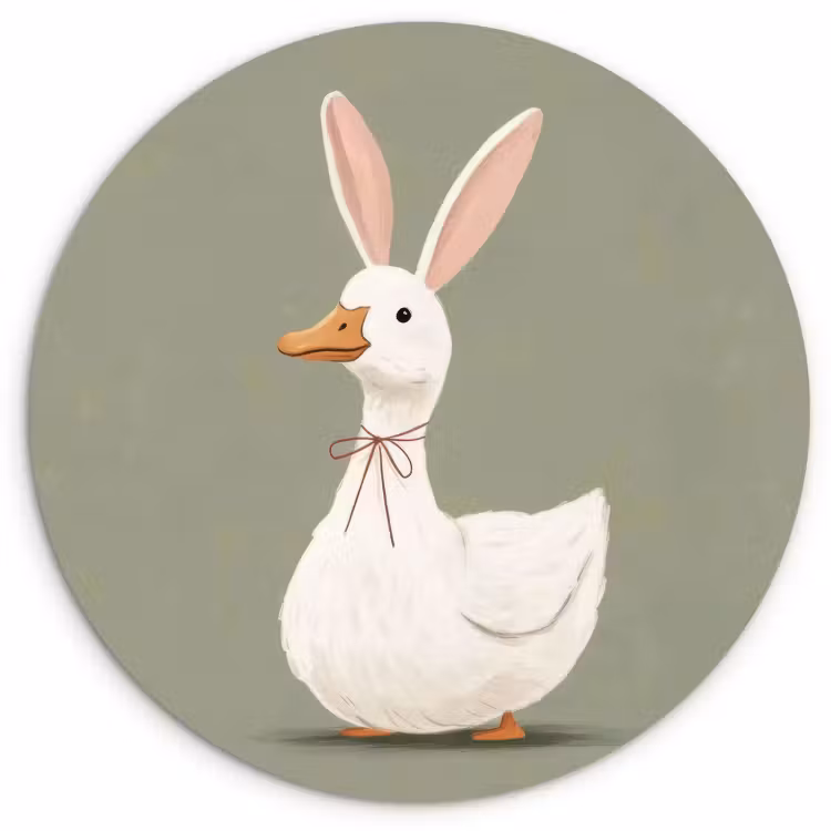 Runde Bilder - Ente - Kaninchenohren - Grau — 1