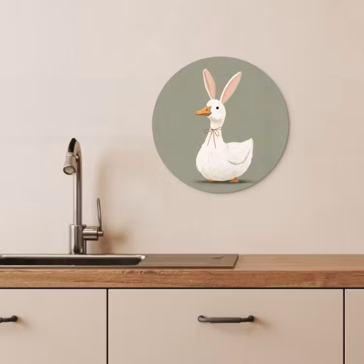Runde Bilder - Ente - Kaninchenohren - Grau — 3