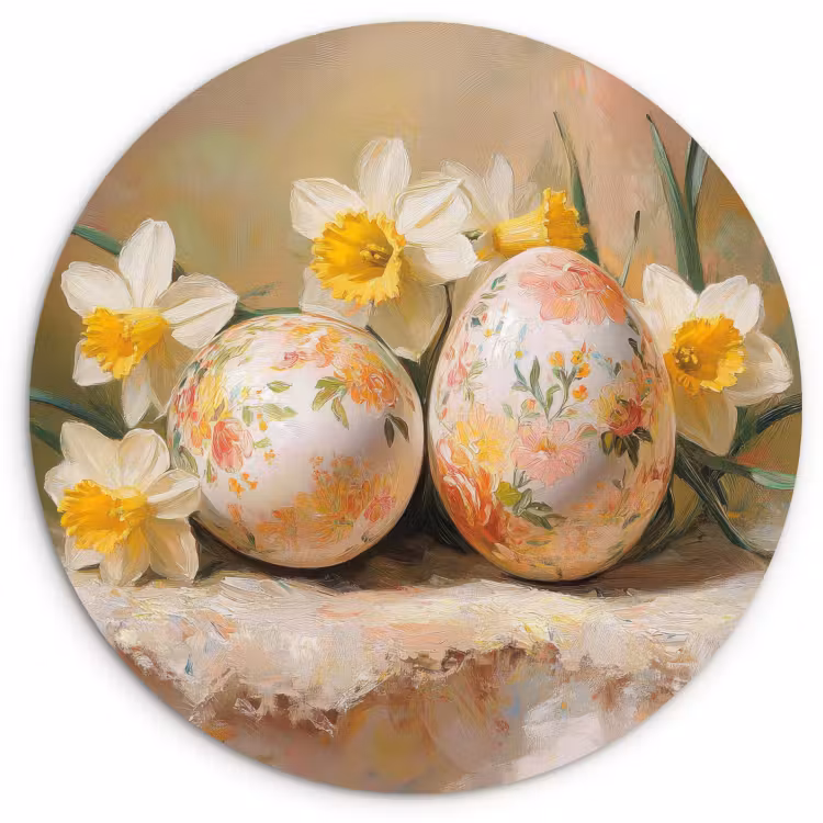 Runde Bilder - Blumen - Eier - Bemalt — 4