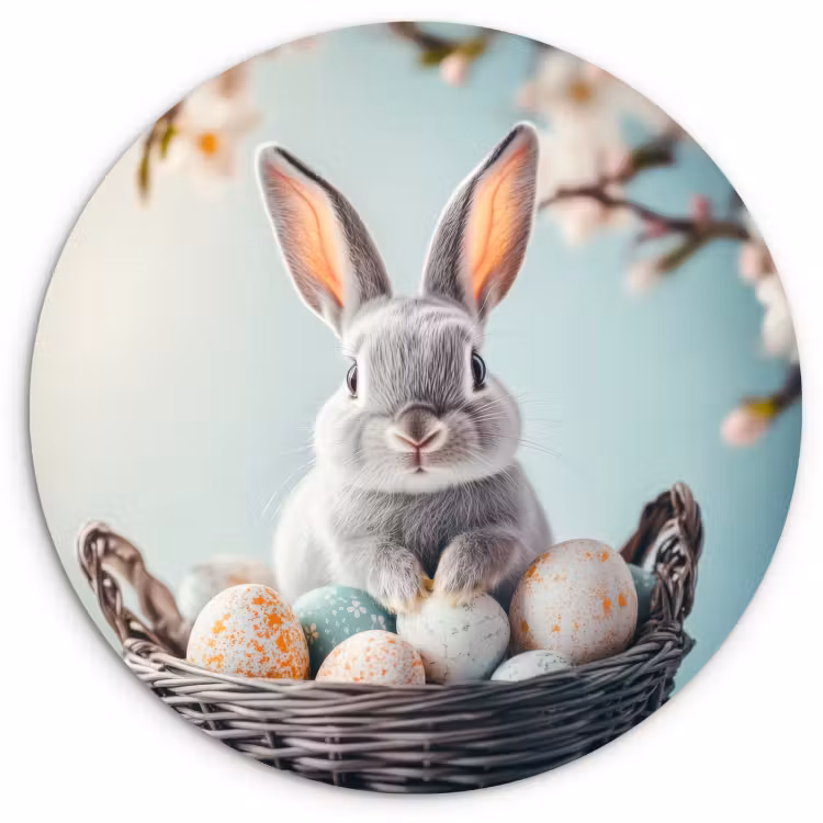 Runde Bilder - Kaninchen - Eier - Korb — 1
