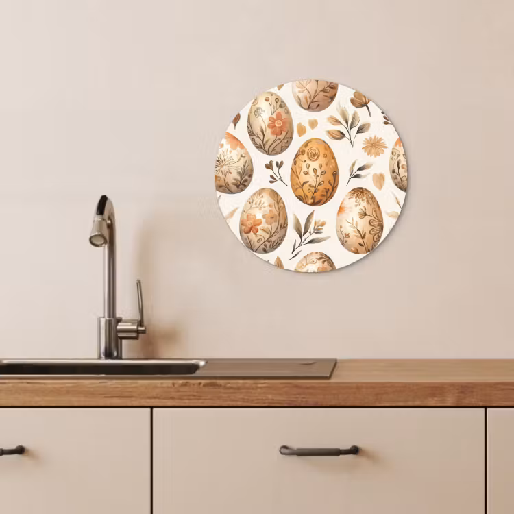 Runde Bilder - Ostereier - Braun - Blumen — 2