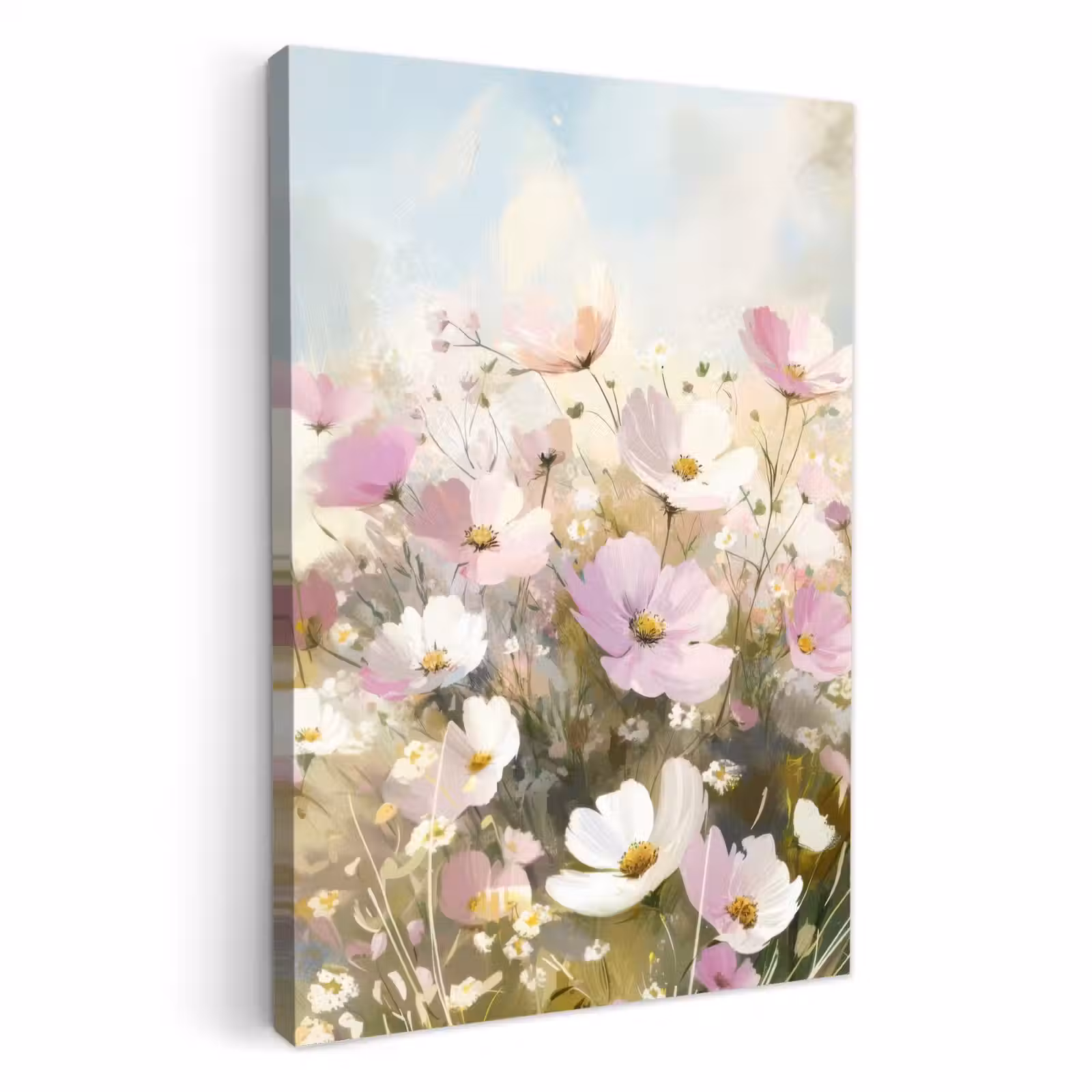 Leinwandbilder - Blumenfeld - Helle Farbtöne - Gemalt — 1