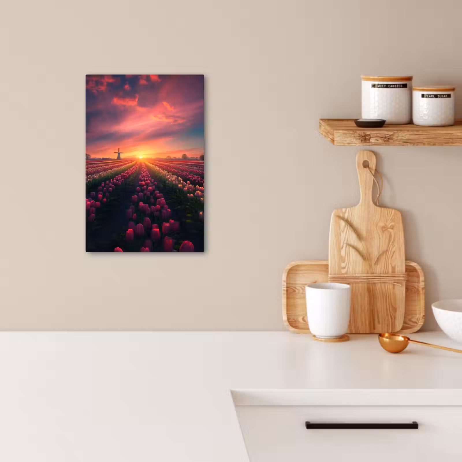 Leinwandbilder - Windmühle - Sonnenuntergang - Landschaft — 1