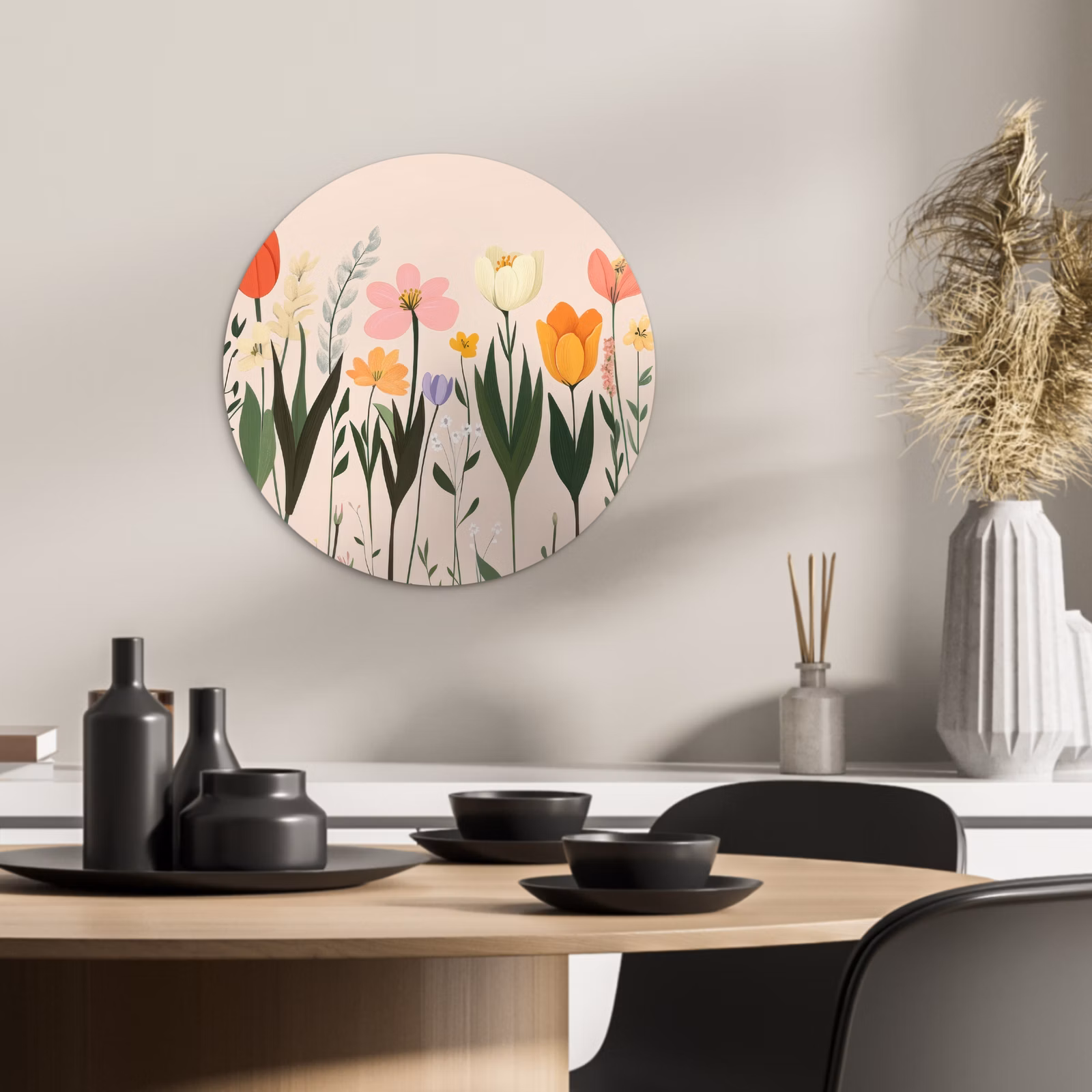 Runde Bilder - Pastelltöne - Blumen - Illustration — 1