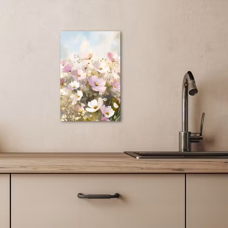 Leinwandbilder - Blumenfeld - Helle Farbtöne - Gemalt — 4