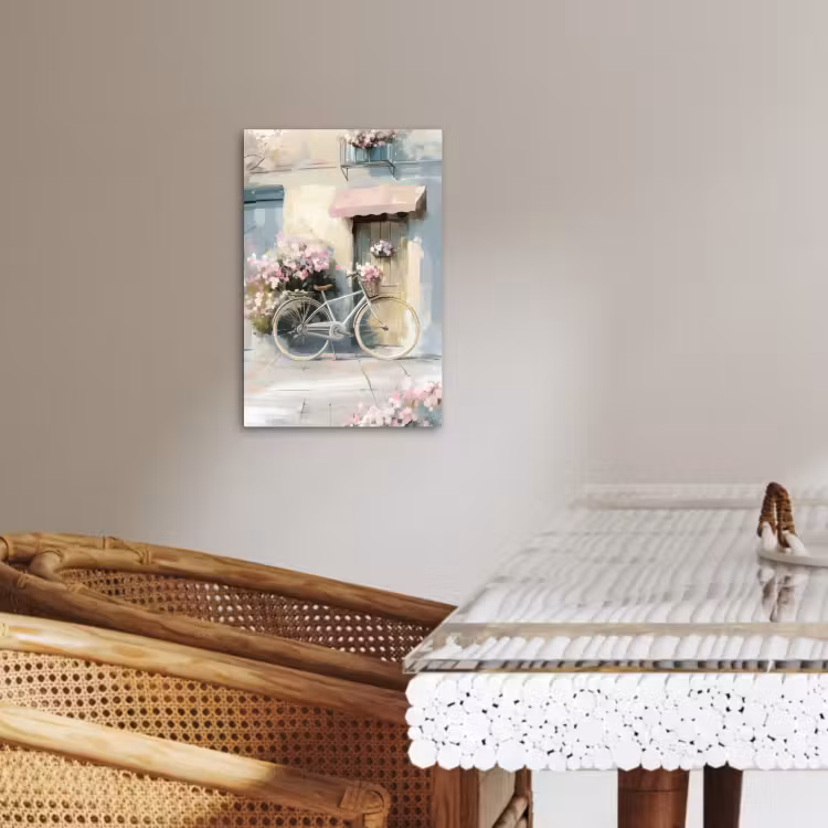 Leinwandbilder - Fahrrad - Pastellfarben - Blumen — 4