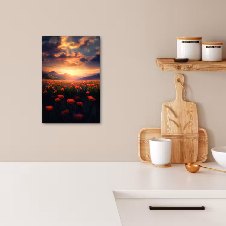 Leinwandbilder - Landschaft - Sonnenuntergang - Blumenfeld — 1