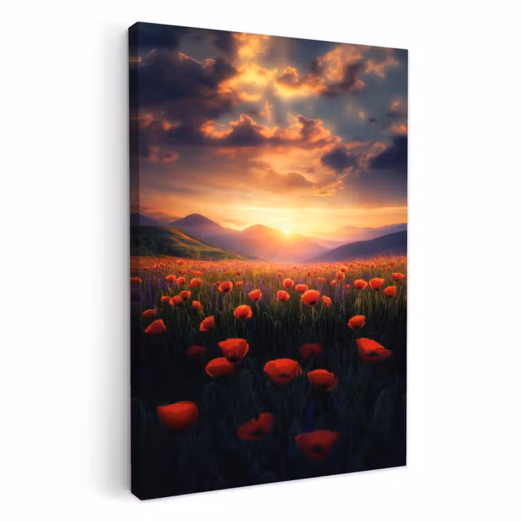 Leinwandbilder - Landschaft - Sonnenuntergang - Blumenfeld — 4