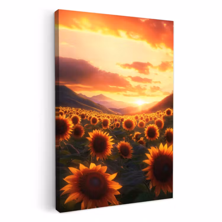 Leinwandbilder - Sonnenblumen - Sonnenuntergang - Landschaft — 2