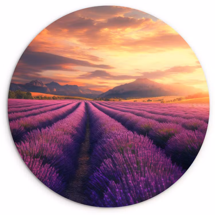 Runde Bilder - Lavendelfeld - Sonnenuntergang - Lila — 1