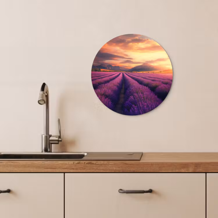 Runde Bilder - Lavendelfeld - Sonnenuntergang - Lila — 3