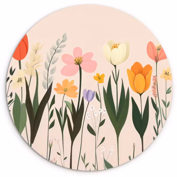 Runde Bilder - Pastelltöne - Blumen - Illustration — 3