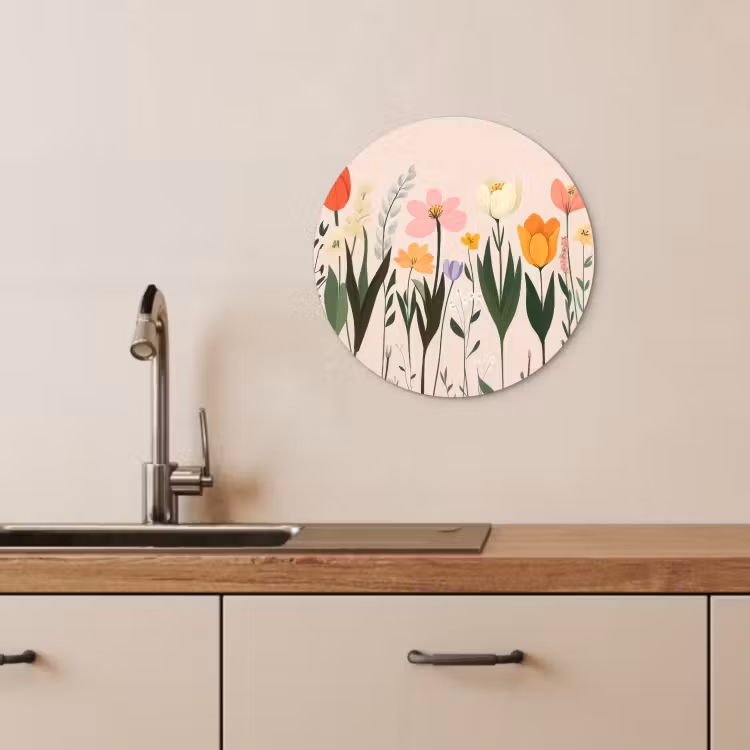 Runde Bilder - Pastelltöne - Blumen - Illustration — 4