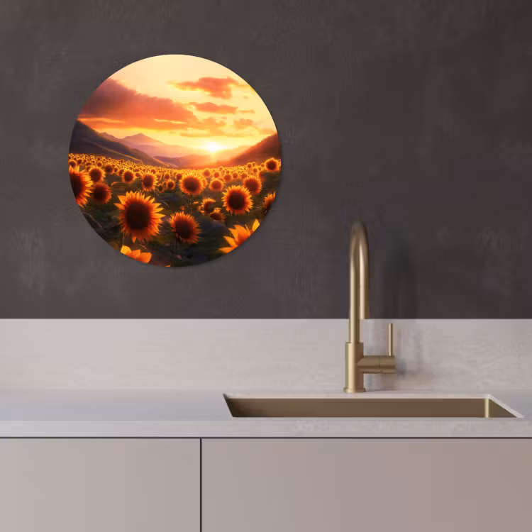 Runde Bilder - Sonnenblumen - Sonnenuntergang - Landschaft — 3