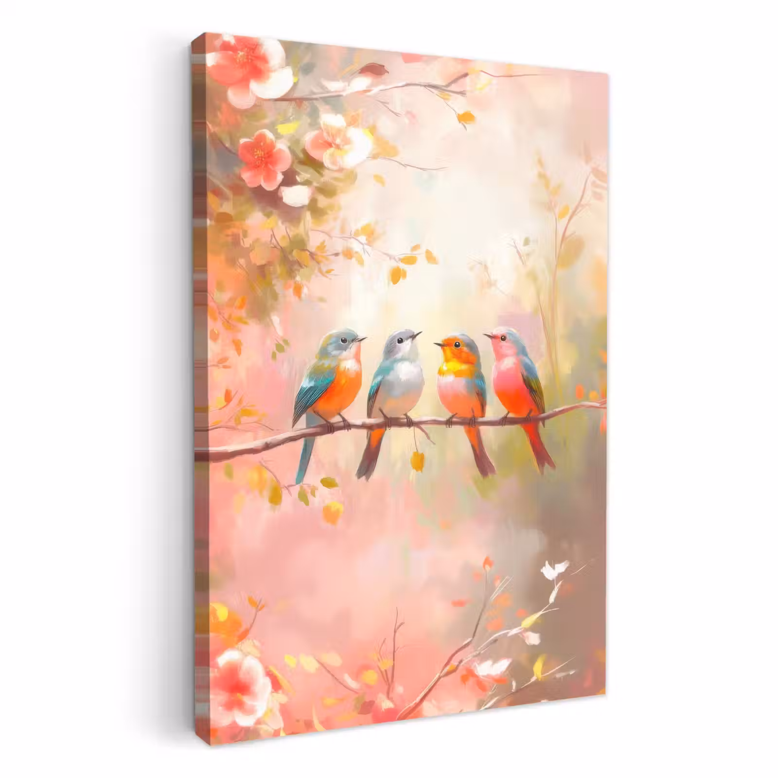 Leinwandbilder - Vögel - Bunt - Zweig — 1