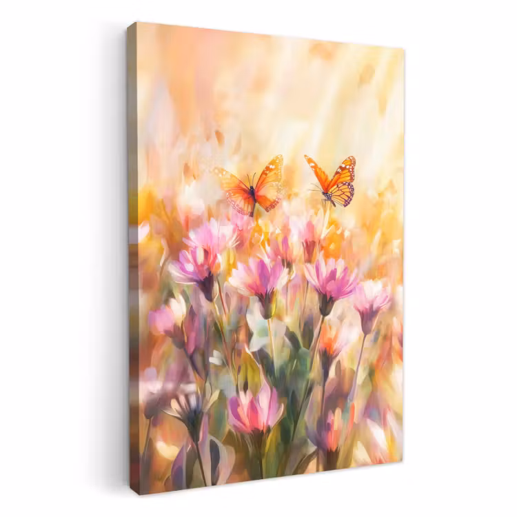 Leinwandbilder - Schmetterlinge - Orange - Blumen — 2