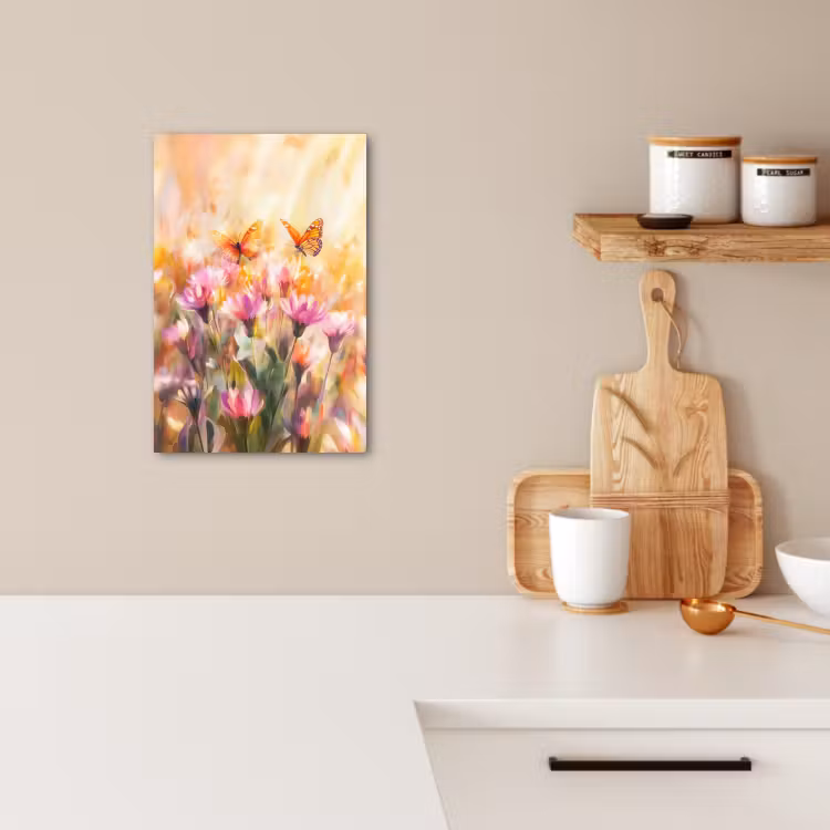 Leinwandbilder - Schmetterlinge - Orange - Blumen — 3