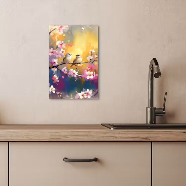 Leinwandbilder - Vögel - Blumen - Rosa — 3