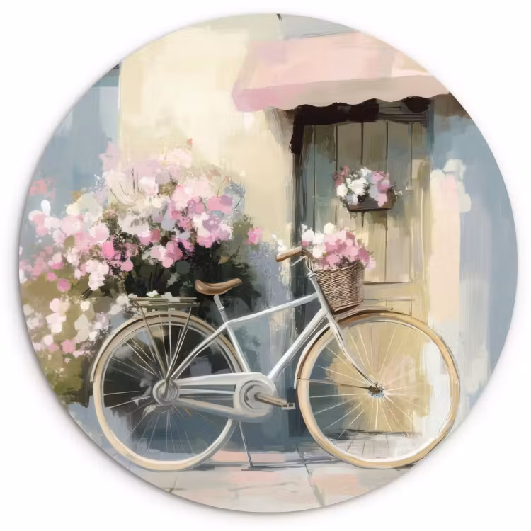 Runde Bilder - Fahrrad - Pastellfarben - Blumen — 3