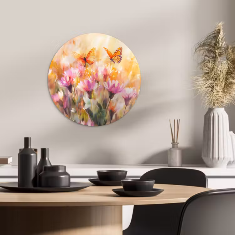 Runde Bilder - Schmetterlinge - Orange - Blumen — 4